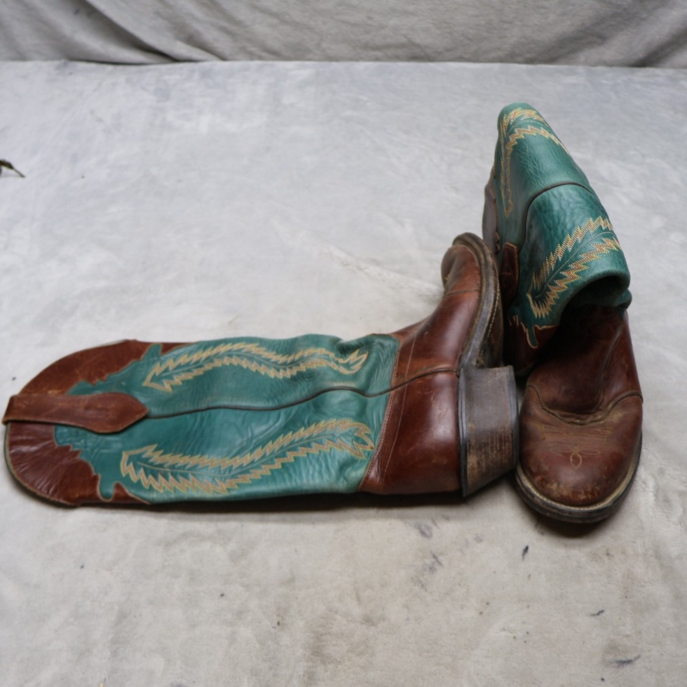 Olathe Boot Co 10EE Cowboy Boots Brown Leather Western Rodeo USA Made VTG 2212